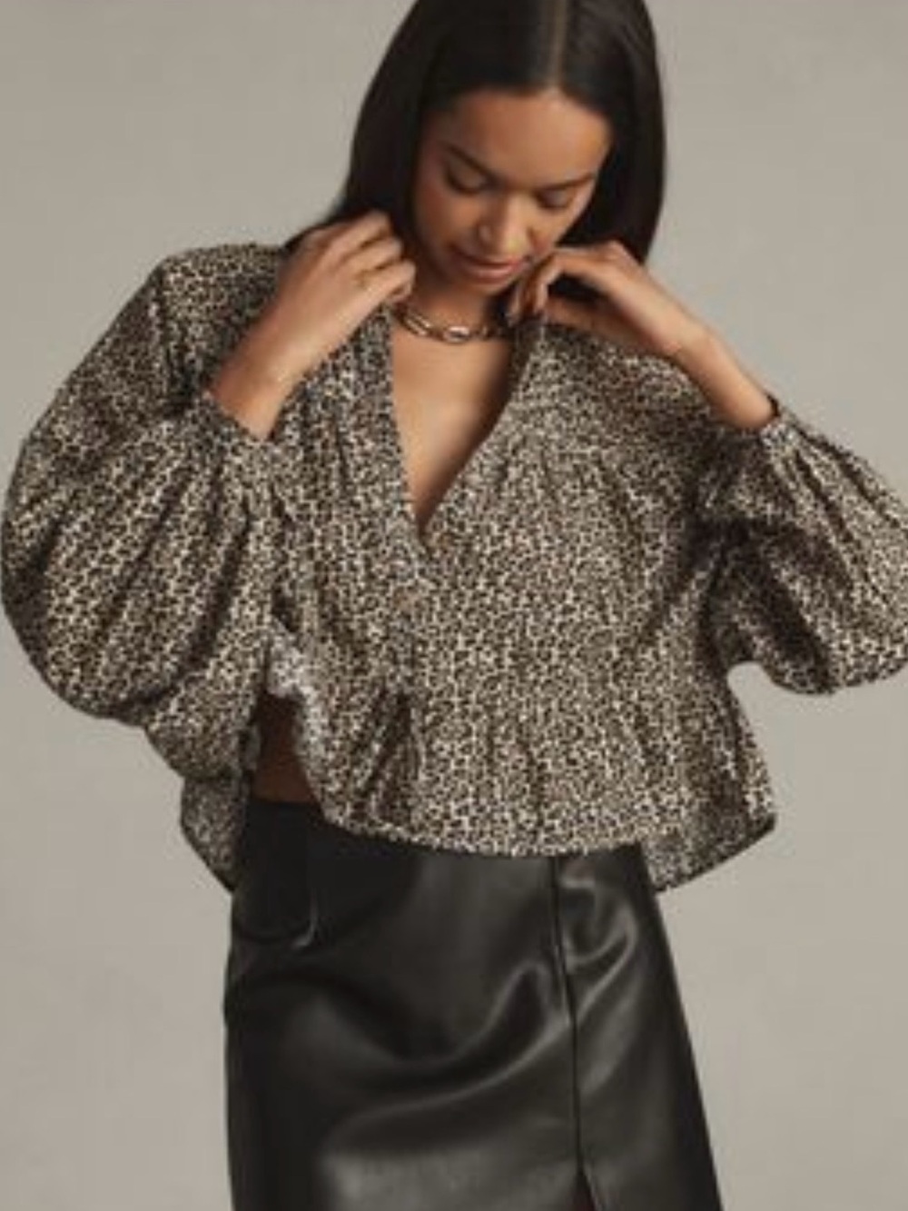 Pilcro x Anthropologie Sidney Batwing Leopard Blouse Size L NWT